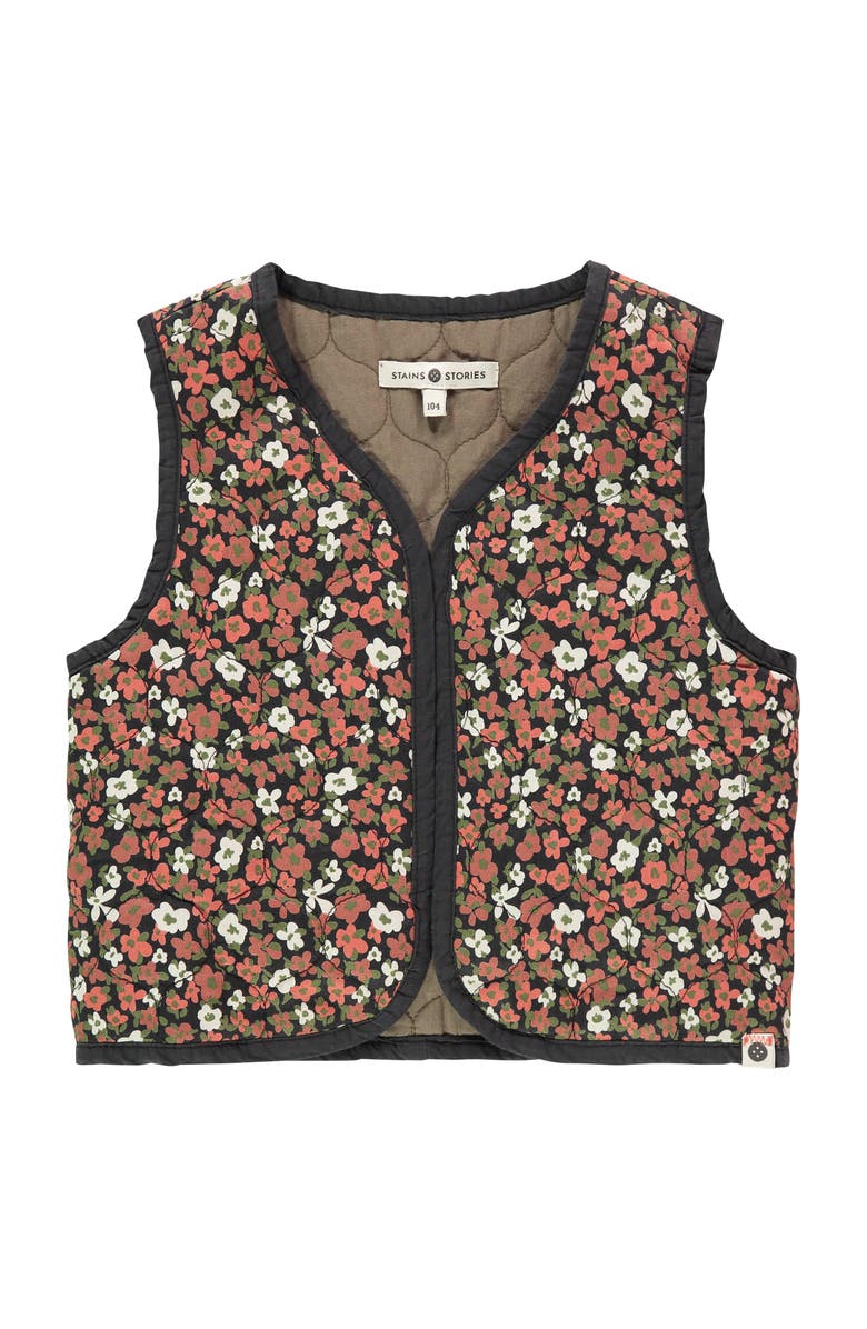Stains and Stories by Babyface Reversible Floral Quilted Vest, Main, color, Multicolor