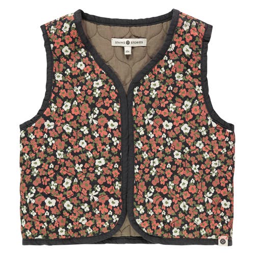 Stains And Stories By Babyface Kids' Reversible Floral Quilted Vest In Multi