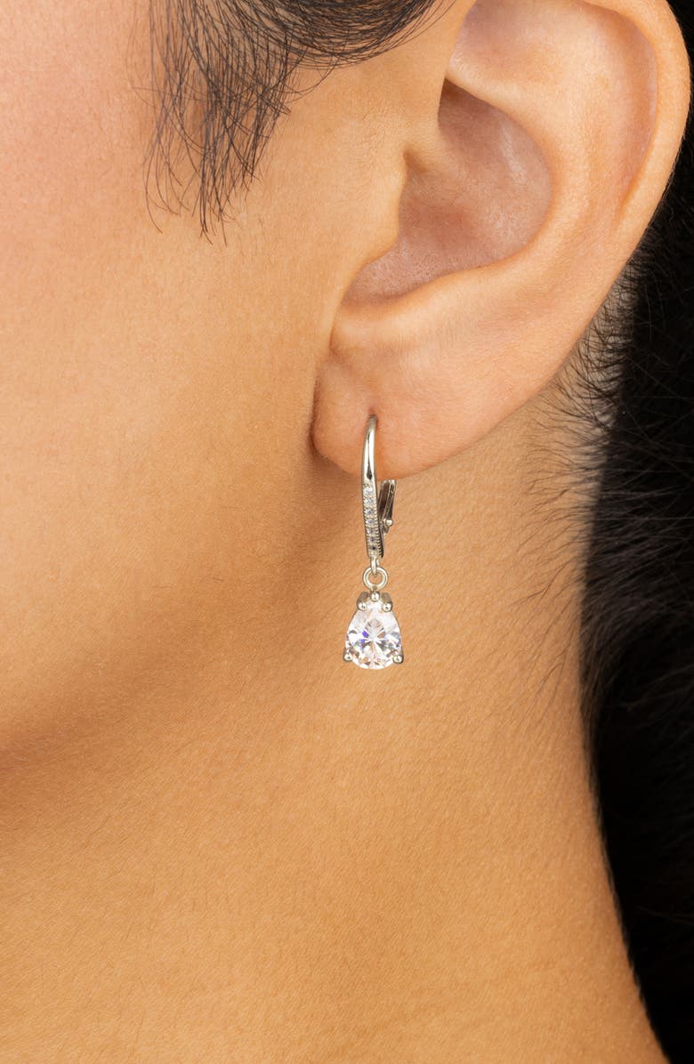 Sterling Forever Angelica Pear Cut Cubic Zirconia Drop Earrings, Alternate, color, Silver