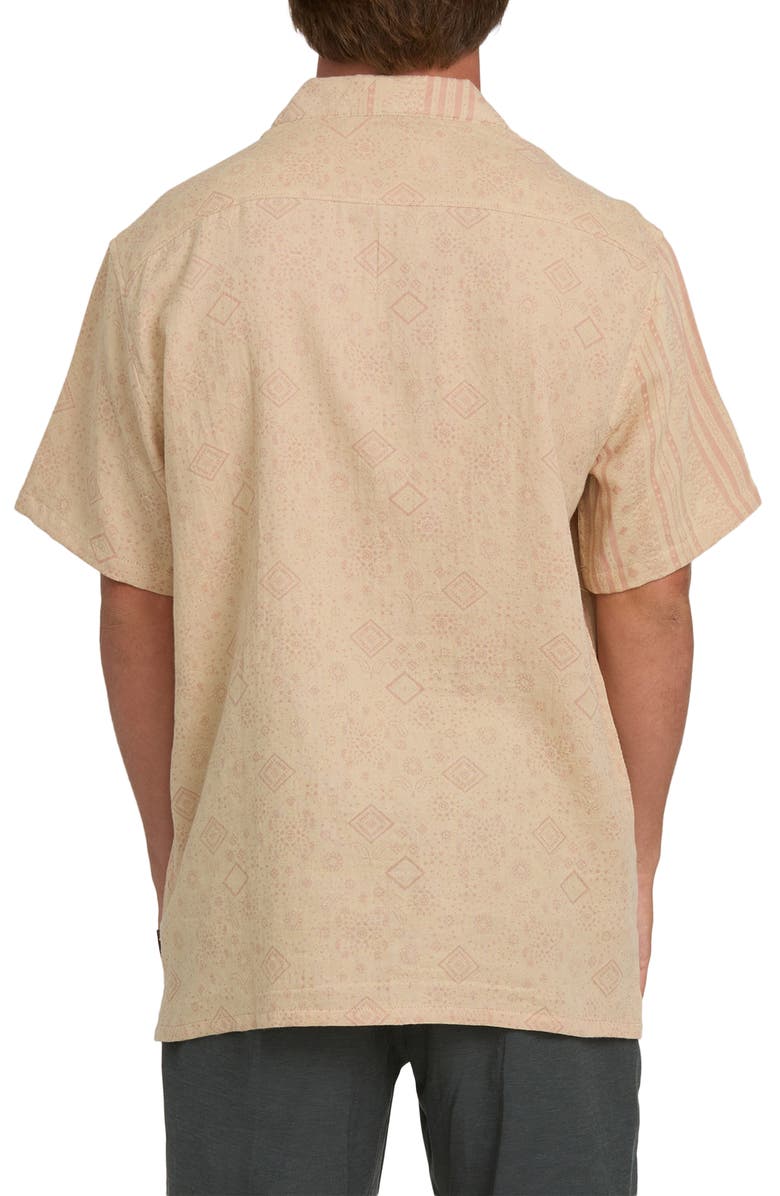 Billabong Garage Nashua Geo Pattern Cotton Camp Shirt, Alternate, color, Oatmeal