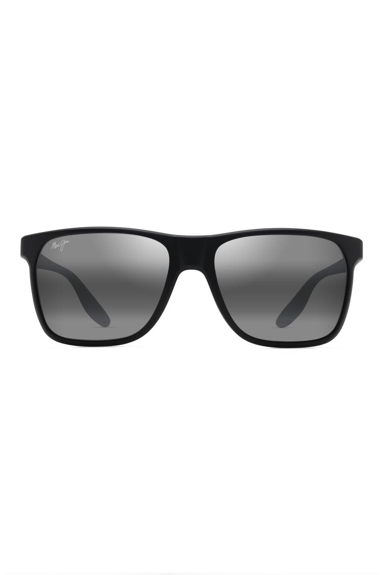 Pailolo 58mm PolarizedPlus2® Rectangular Sunglasses, Main, color, BLACK