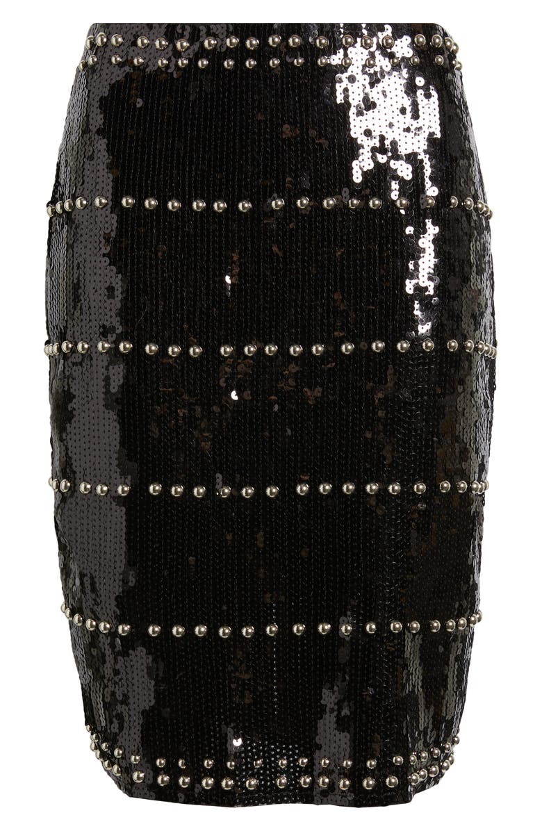 NIKKI LUND Dagny Stud Sequin Skirt, Alternate, color, Black