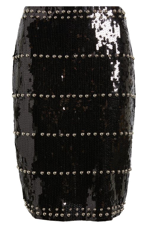 Nikki Lund Dagny Stud Sequin Skirt In Black