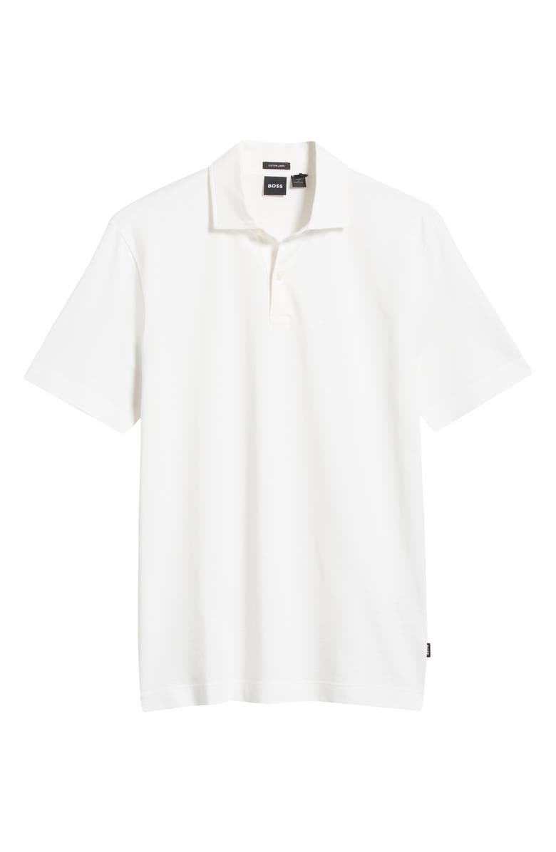 BOSS Press Slub Linen Blend Piqué Polo, Alternate, color,