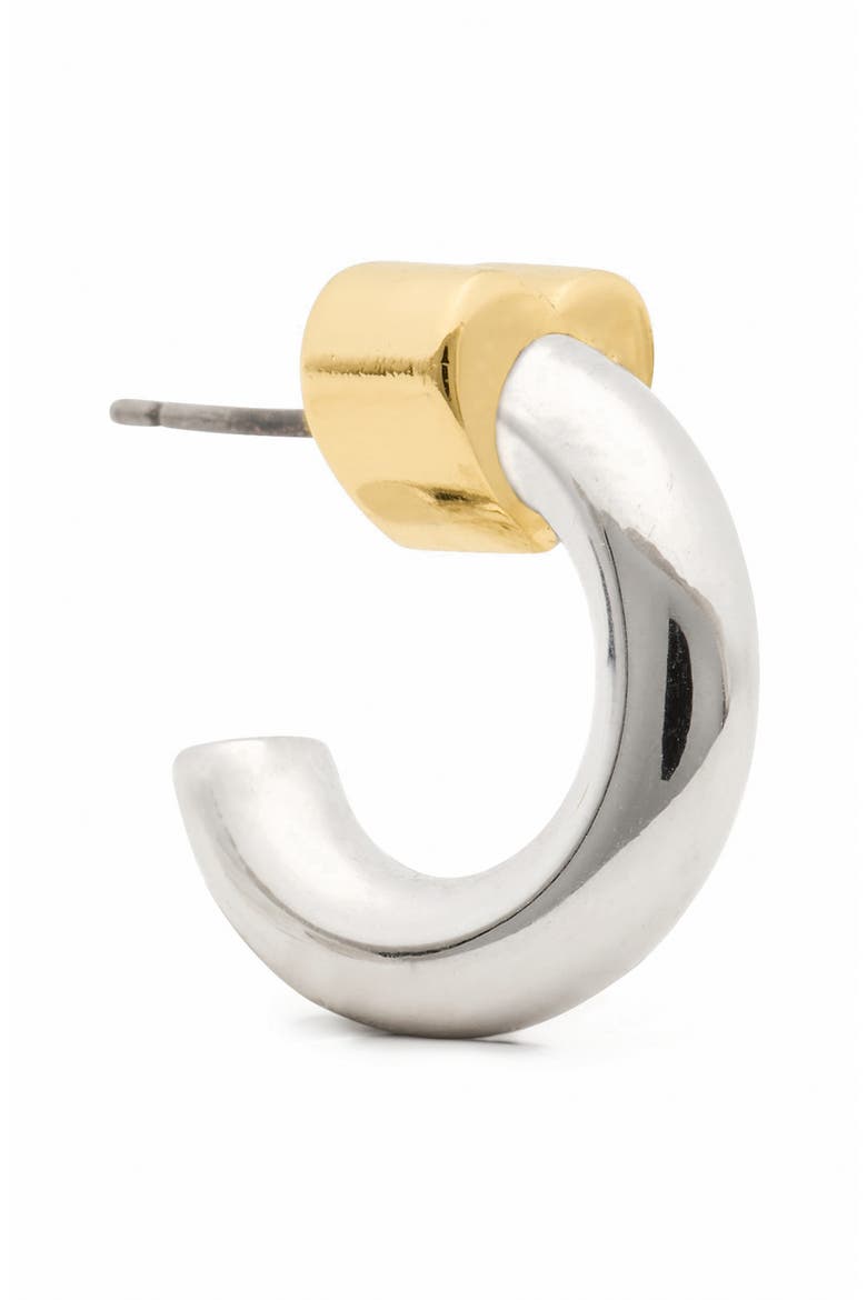 heart huggie hoop earrings, Alternate, color, GOLD/ SILVER