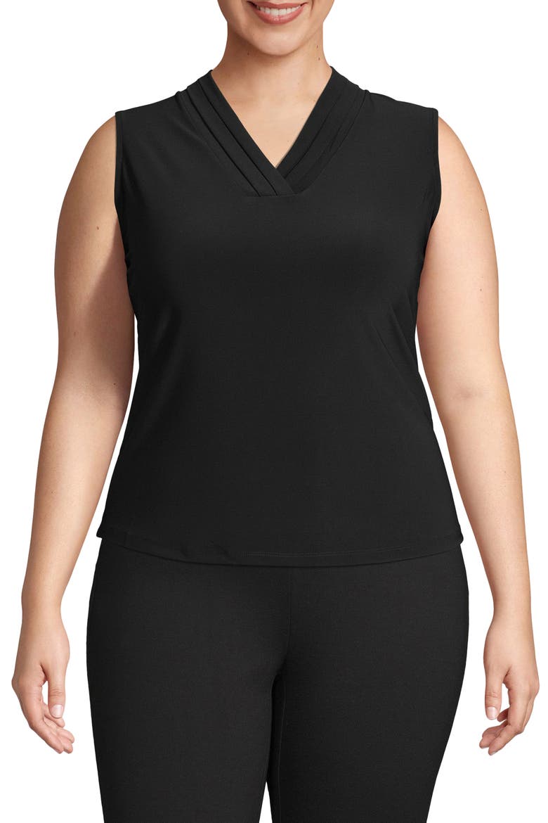 Triple Pleat Sleeveless Top, Main, color, BLACK