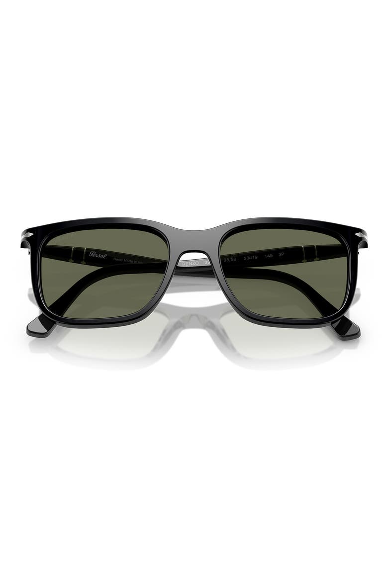 56mm Polarized Rectangular Sunglasses, Alternate, color, BLACK