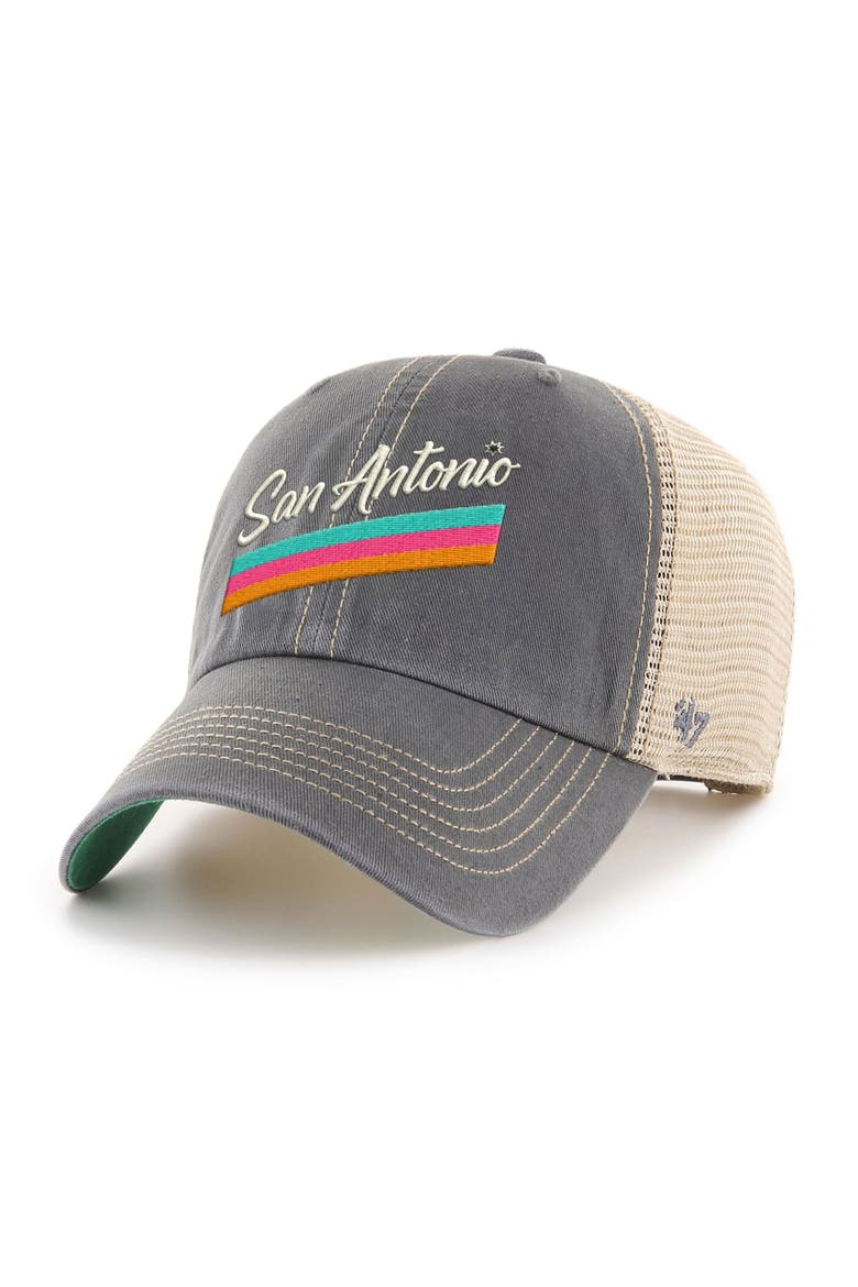 Men's '47 Gray San Antonio Spurs Trawler Hardwood Classics Clean Up Trucker Adjustable Hat, Main, color, Gray