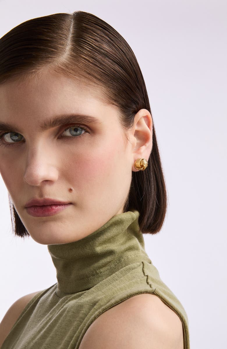 Susan Caplan 1980s Vintage Knot Ribbed Post Earrings, Alternate, color, Knot