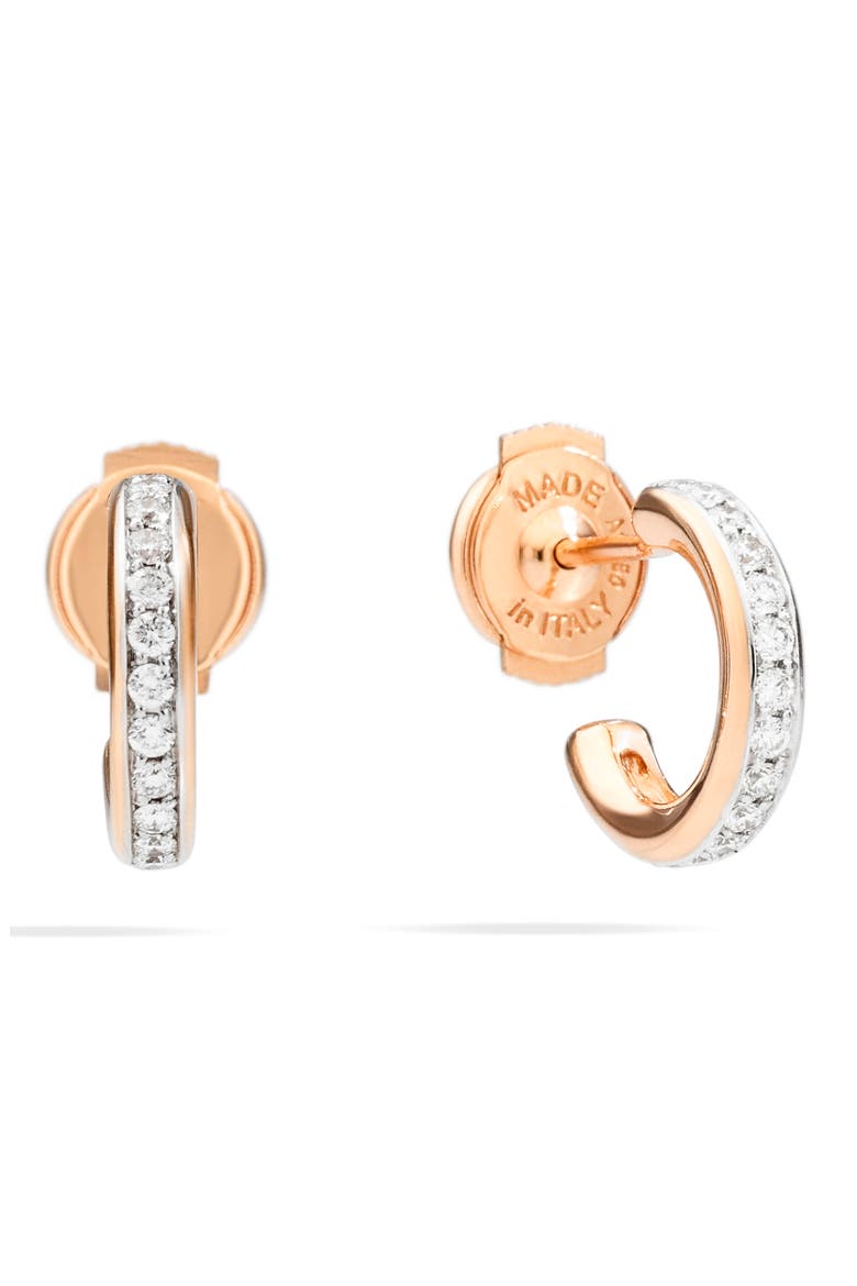 Iconica Diamond Huggie Hoop Earrings, Main, color, ROSE GOLD/ DIAMOND
