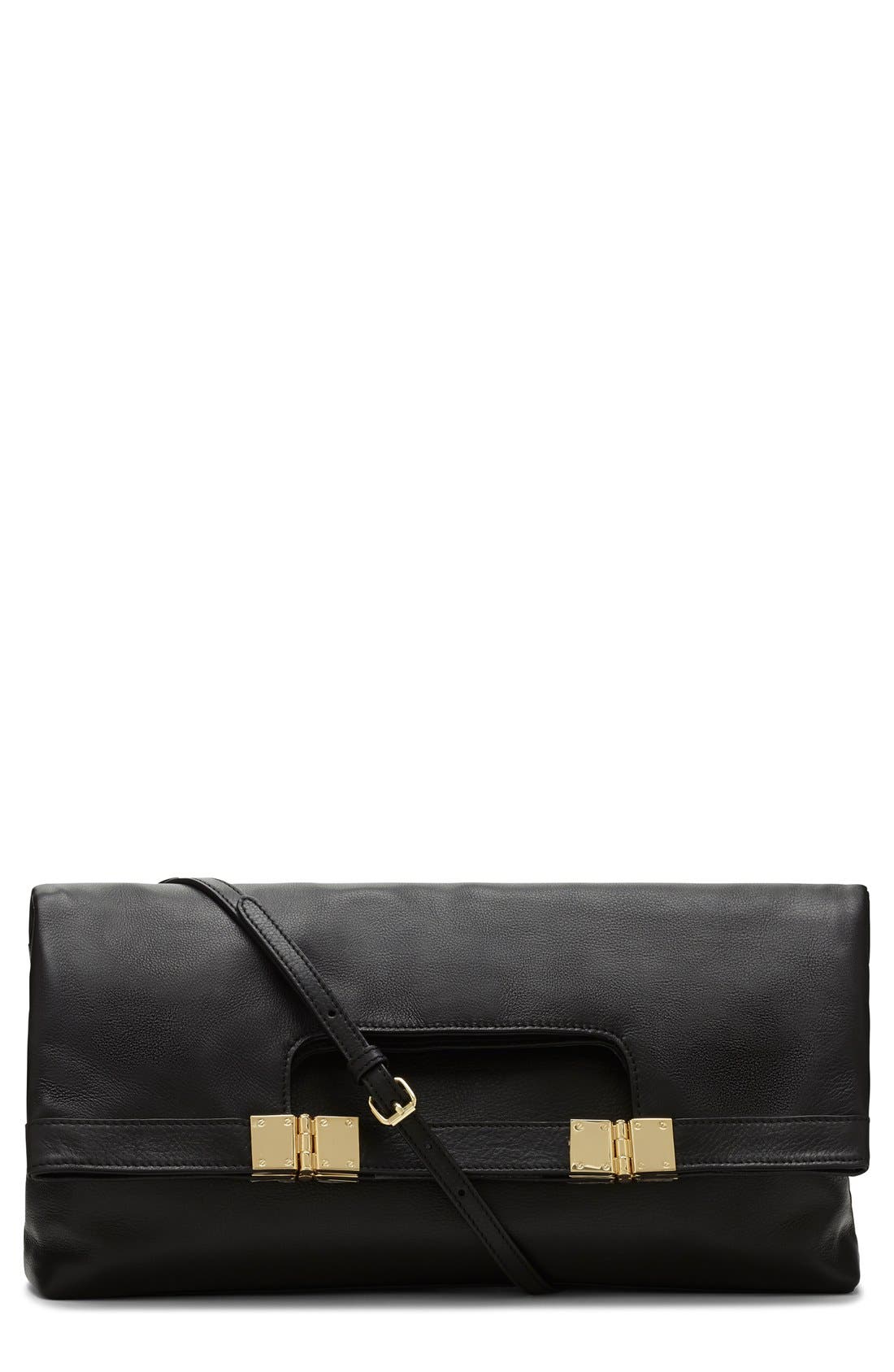 Vince Camuto 'Allie' Leather Foldover Clutch, Main, color, 