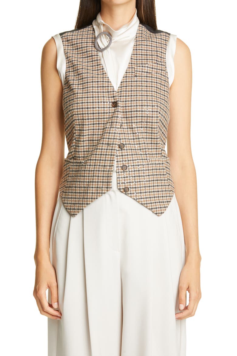 Sequin Check Vest, Main, color, PAILETTE