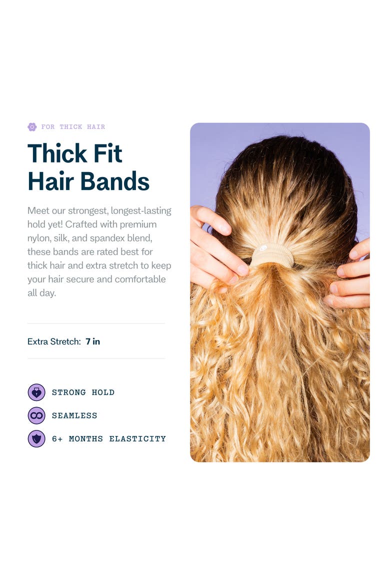 Thick Fit Hair Bands, Damage Free Hair Ties Made with Seamless Microfiber Elastics, Alternate, color, Beige