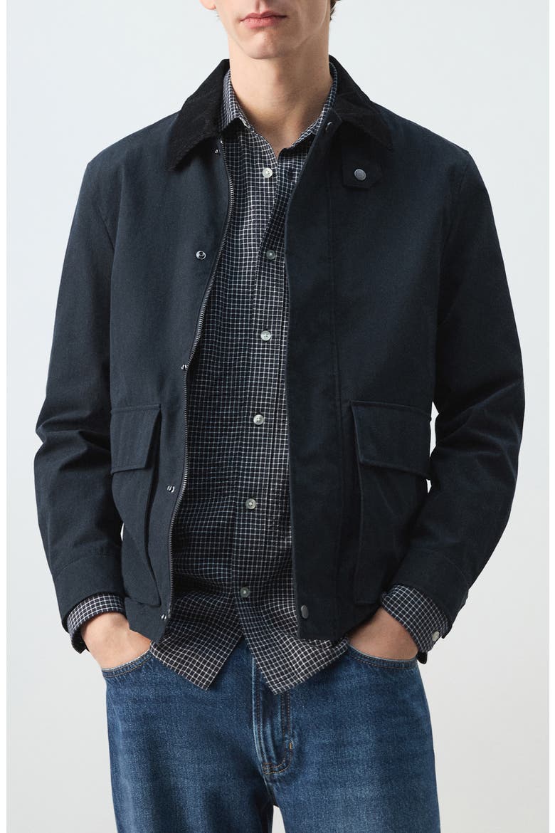 Contrast Collar Water Repellent Jacket, Main, color, NAVY