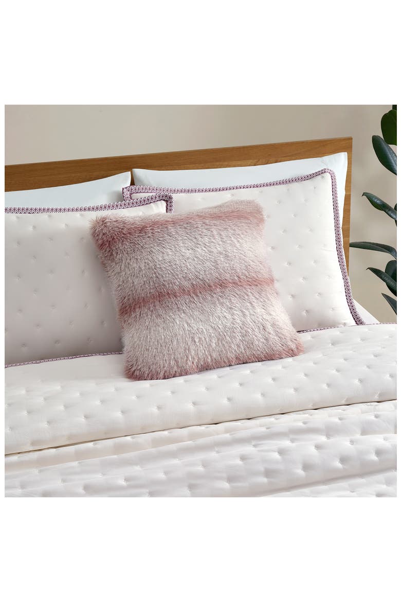 Clyde Faux Fur Accent Pillow, Alternate, color, DUSK/ SNOW