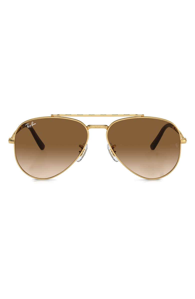 Ray-Ban New Aviator 58mm Gradient Sunglasses, Main, color, Gold Flash