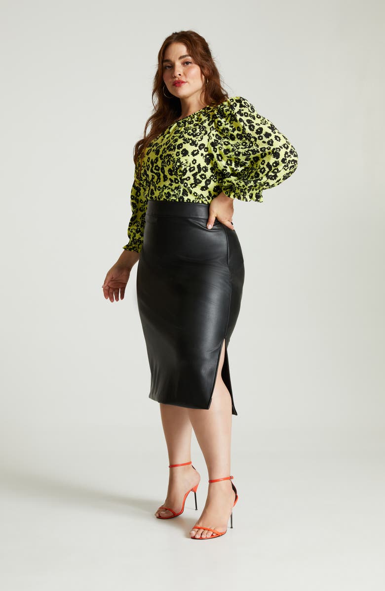 Halogen<sup>®</sup> Faux Leather Midi Skirt, Alternate, color, 