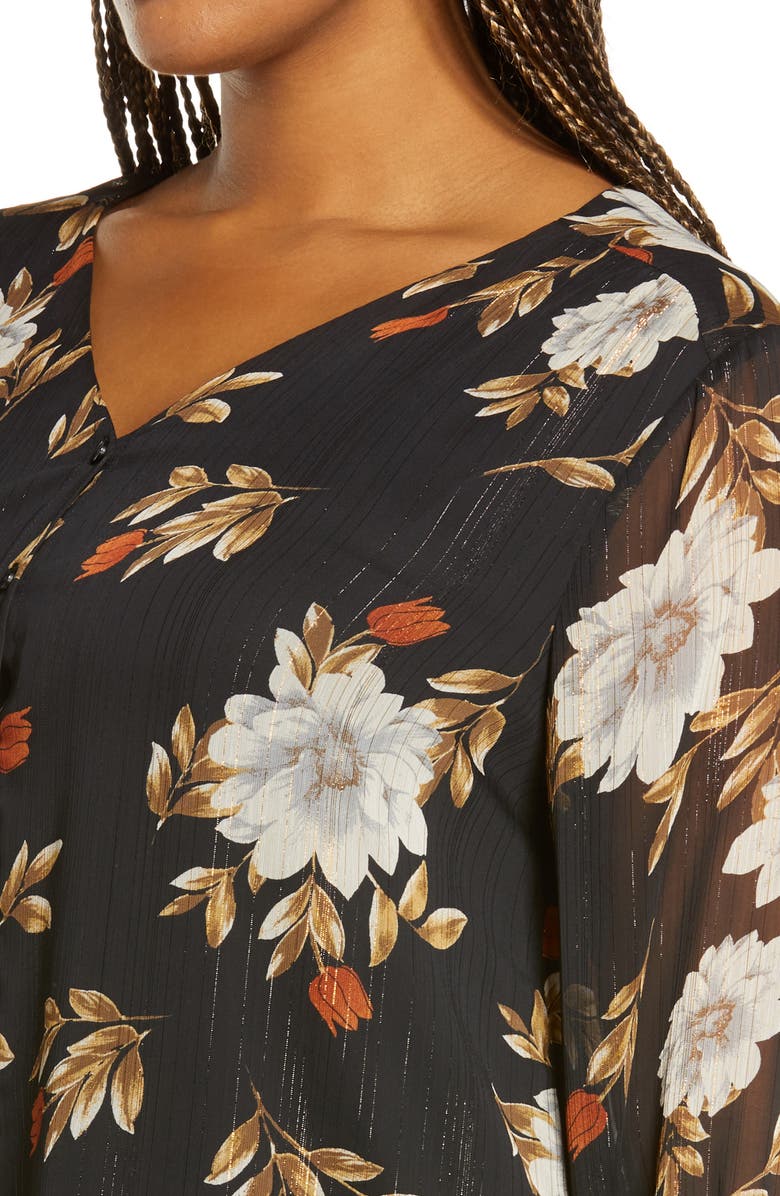 ASTR the Label Floral V-Neck Top, Alternate, color,