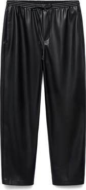 MANGO Faux Leather Drawstring Pants