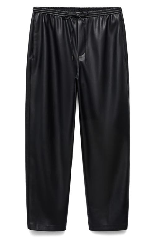 Mango Faux Leather Drawstring Pants In Black