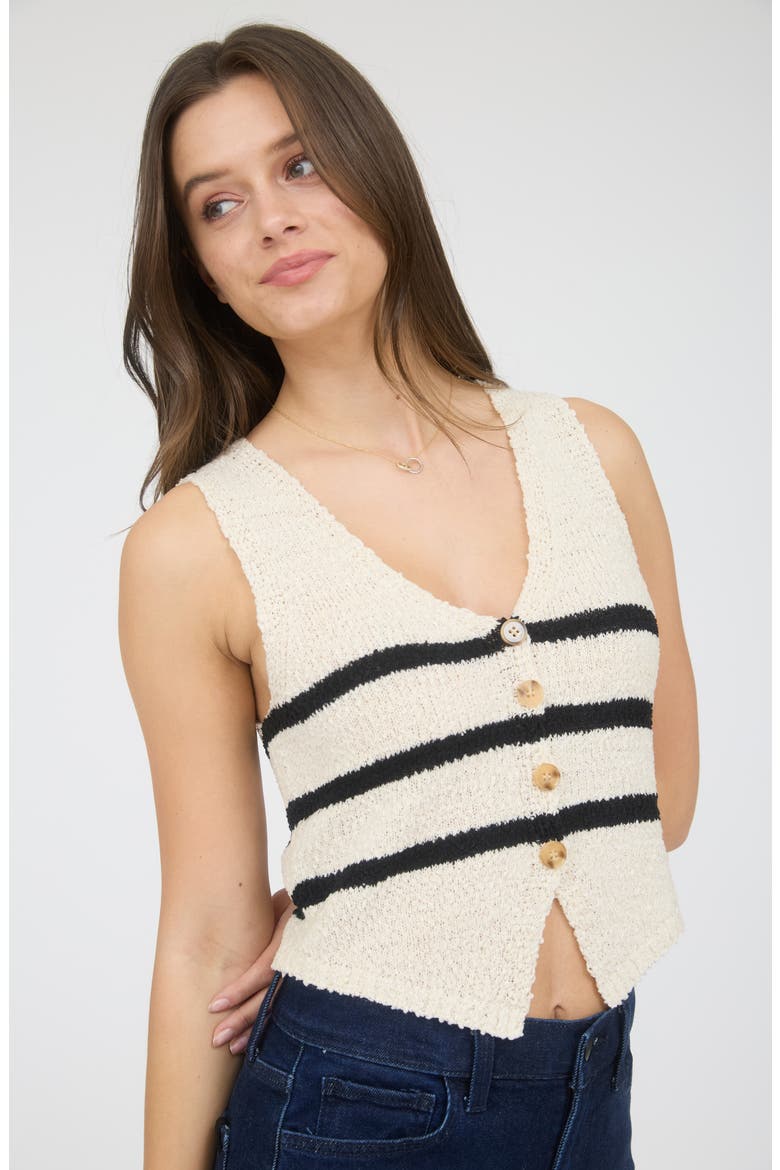 Stripe Crop Sweater Vest, Alternate, color, CREAM