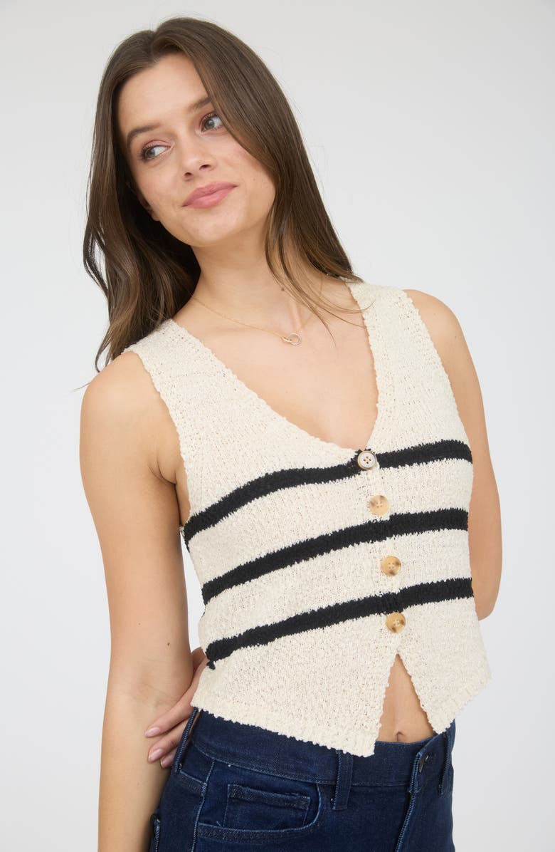 Blu Pepper Stripe Crop Sweater Vest, Alternate, color,