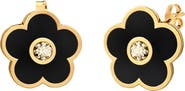 GABI RIELLE Cubic Zirconia & Enamel Flower Stud Earrings