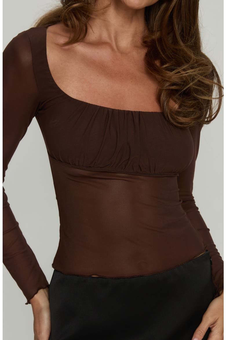 Victoire Mesh Top, Alternate, color, CHOCOLATE