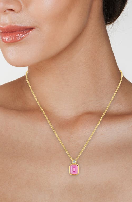 Cz By Kenneth Jay Lane Mixed Cubic Zirconia Pendant Necklace In Pink/gold