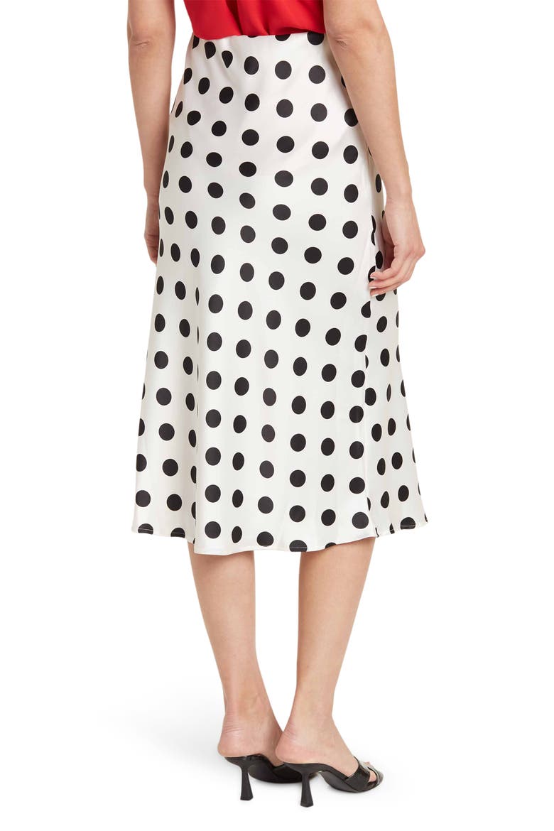 Polka Dot Satin Midi Skirt, Alternate, color, IVORY