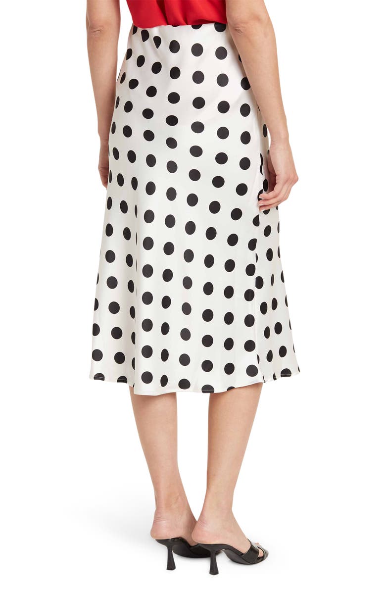Renee C Polka Dot Satin Midi Skirt, Alternate, color, Ivory