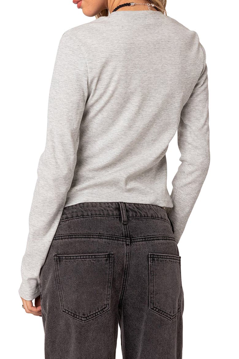 Marny Crop Waffle Top, Alternate, color, GRAY MELANGE