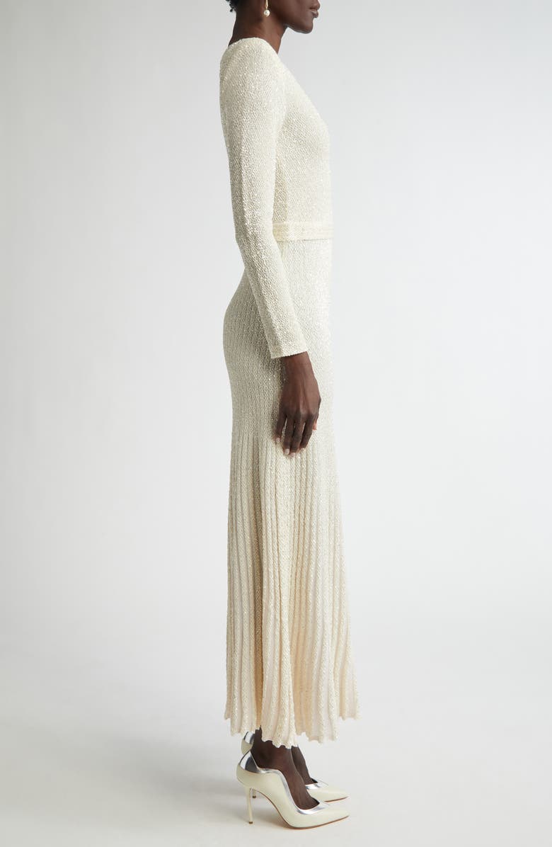 ST. JOHN Sequin Embroidered Long Sleeve Knit Dress, Alternate, color,