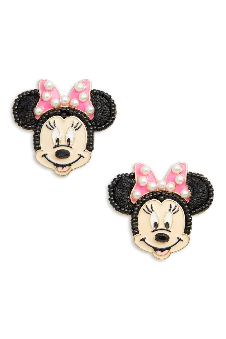 ©Disney Minnie Mouse Statement Stud Earrings, Main, color, PINK