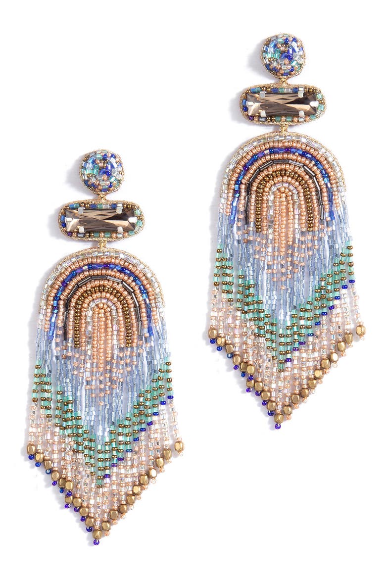 Ishani Beaded Drop Earrings, Main, color, BLUE