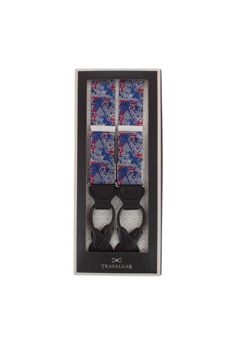 Freedom's Torch Patriotic Silk Novelty Button End Suspenders, Alternate, color, Multiple
