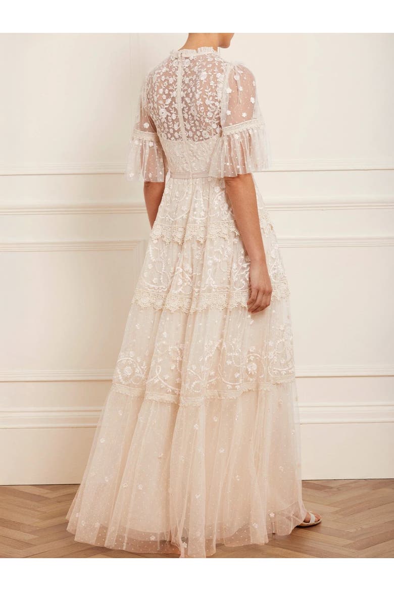 Midsummer Lace Round Neck Dress, Alternate, color, Champagne