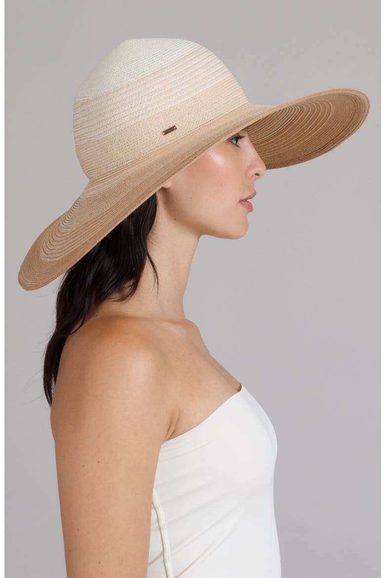 Bunny Ombré Straw Sun Hat, Alternate, color, IVORY/ NATURAL/ CAMEL