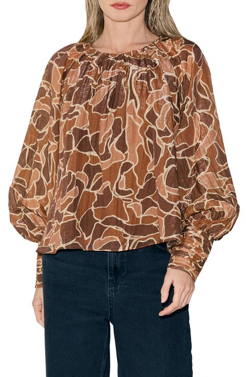 Rileigh Shimmer Balloon Sleeve Top
