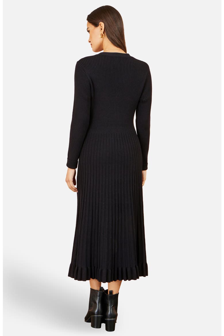 Long Sleeve Ribbed Midi Knit Dress, Alternate, color, Black