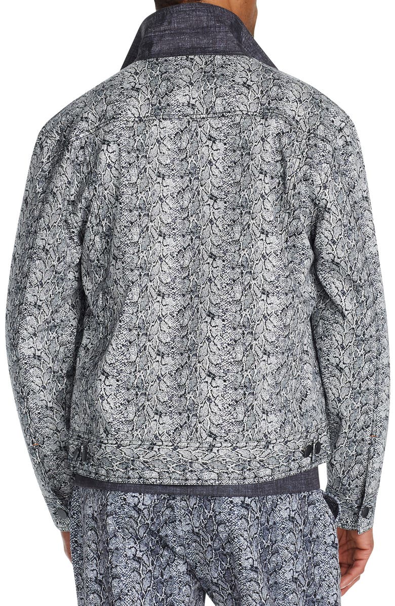 Tallia Grey Heather Snake Skin Print Trucker Jacket, Alternate, color,