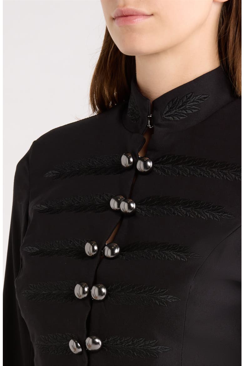 Gracyn Crop Fitted Band Jacket, Alternate, color, NOIR