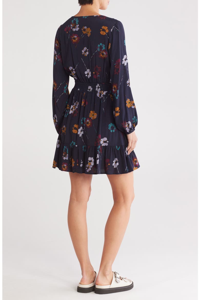 Long Sleeve Floral Print Dress, Alternate, color, NAVY/MUSTARD
