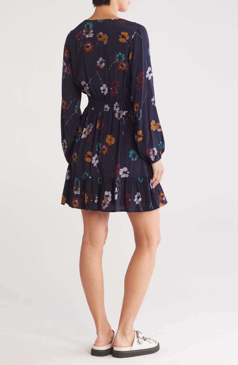 Lovestitch Long Sleeve Floral Print Dress, Alternate, color, Navy/Mustard
