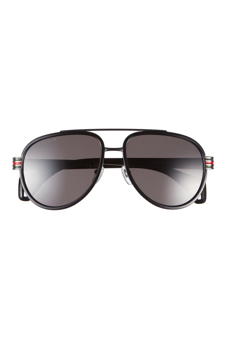 58mm Polarized Aviator Sunglasses, Main, color, BLACK BLACK GREY