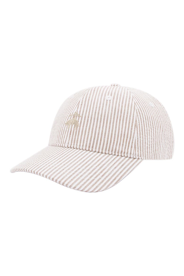 Stripe Seersucker Baseball Cap, Main, color, CAMEL