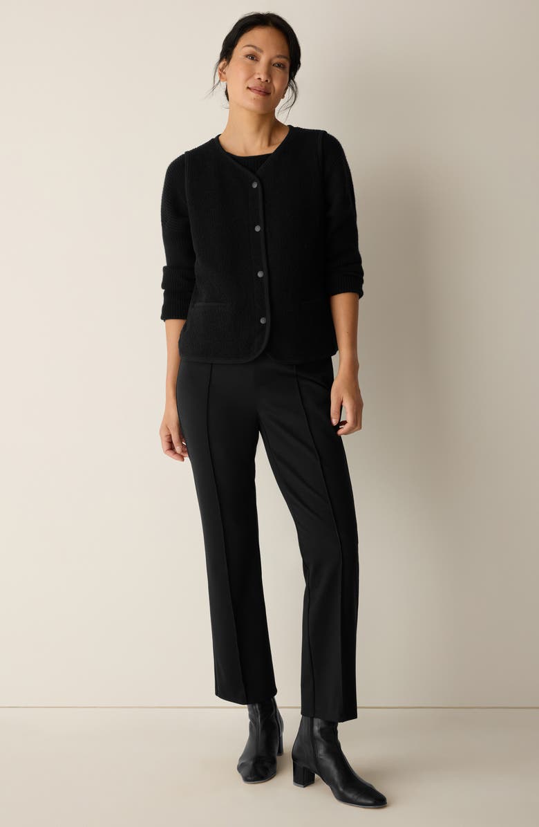 Eileen Fisher Stretch Organic Cotton V-Neck Vest, Alternate, color, Black