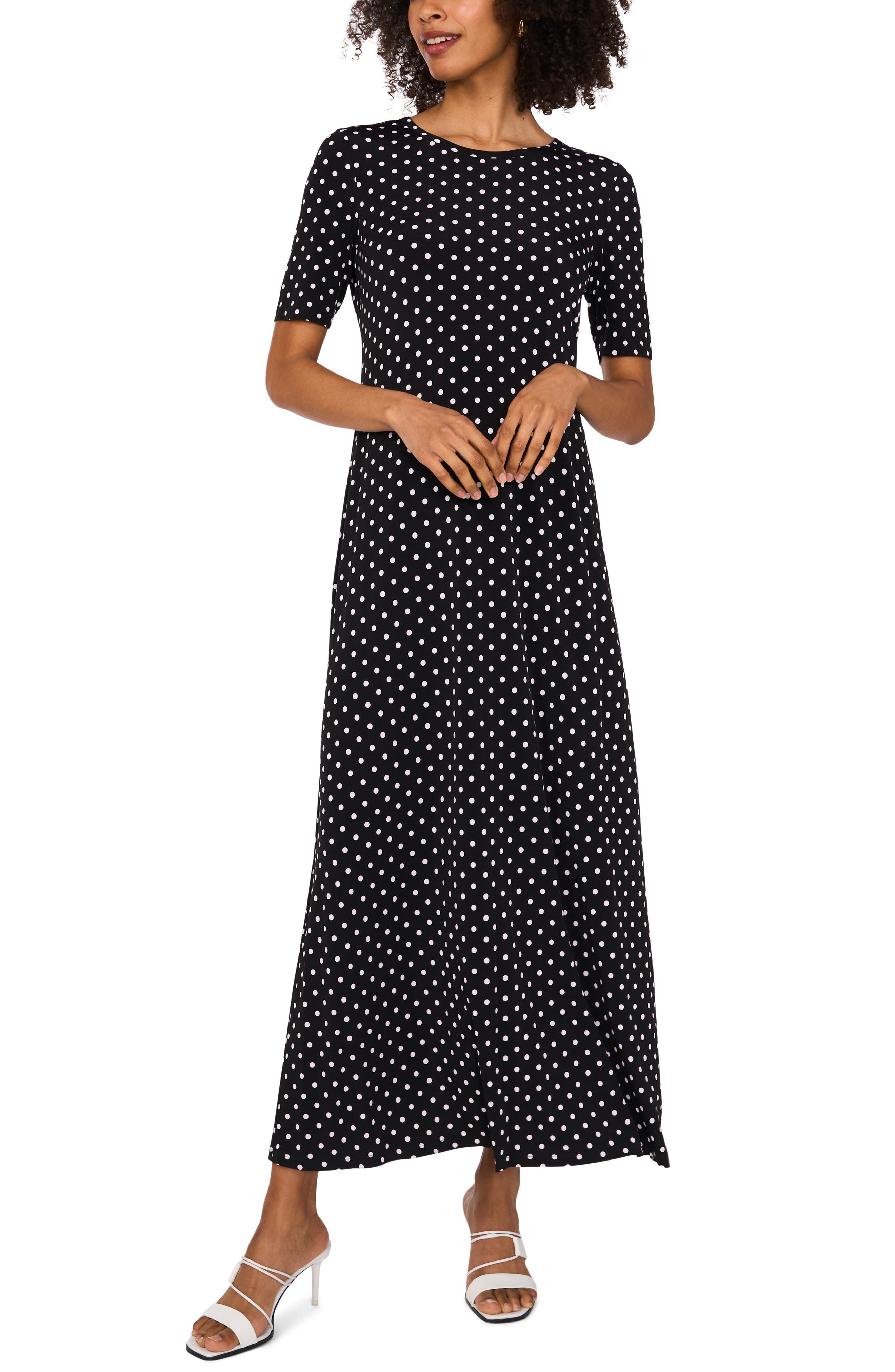 Polka Dot Knit Maxi Dress