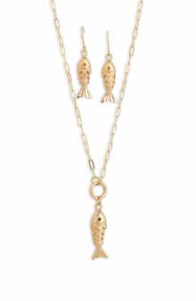 Articulated Fish Earrings & Pendant Necklace Set