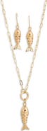 NATASHA Articulated Fish Earrings & Pendant Necklace Set